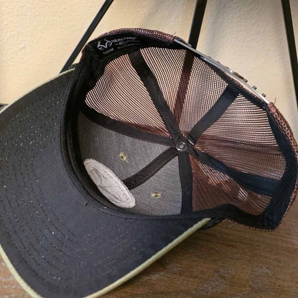 Realtree Outdoor Cap Mens Olive Green Brown Mesh Snapback Trucker Hat WY254462